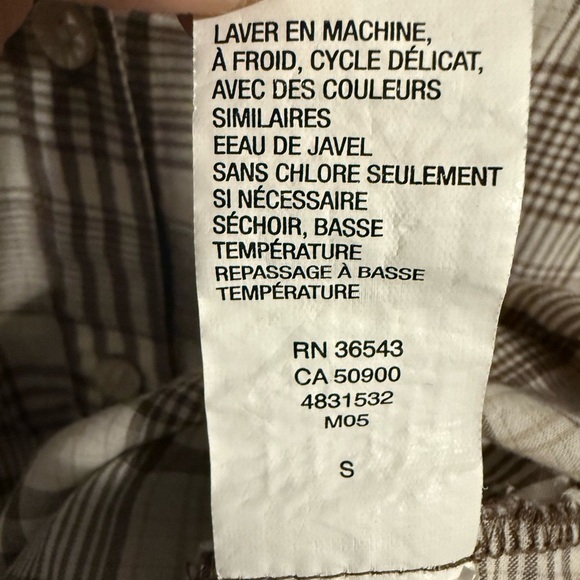 IZOD Women's Beige and Brown Plaid Button Down Shirt - Picture 4 of 5